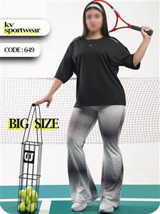 ست تیشرت شلوار دمپا بوت کات سایز بزرگ ورزشی زنانه NIKE کد 004