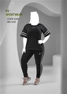 ست تیشرت شلوار نخ پنبه سایز بزرگ ورزشی زنانه NIKE کد 0012
