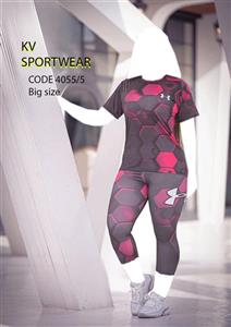 ست تیشرت لگ برمودا سایز بزرگ ورزشی زنانه adidas کد 002