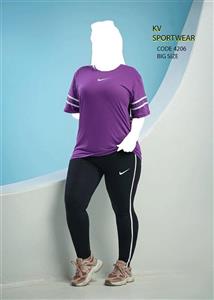 ست تیشرت شلوار نخ پنبه سایز بزرگ ورزشی زنانه NIKE کد 0011