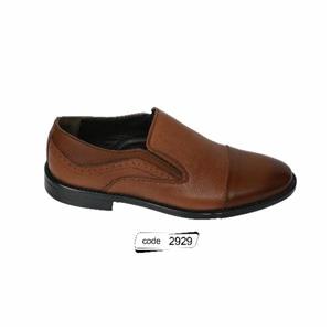 کفش مجلسی بدون بند قهوه ای دو تیکه زیره مشکی پاشنه دار (کد۲۹۲۹)
