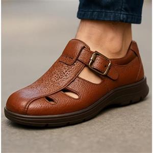 کفش مردانه چرم طبیعی سگکی بنددار راحت و شیک مناسب پیاده روی روزانه