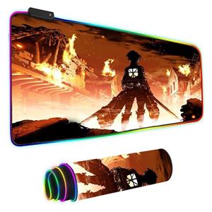 موس پد گیمینگ Glowing Cool RGB سایز بزرگ 40*90 سانتیمتر طرح Attack on Titan حمله به تایتان