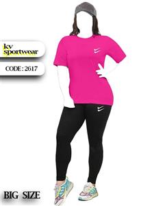 تیشرت شلوار نخی سایز بزرگ زنانه NIKE کد 002