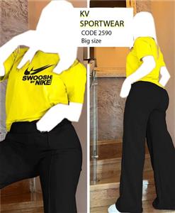 ست تیشرت شلوار بگ سایز بزرگ اسپرت ورزشی زنانه NIKE کد 002