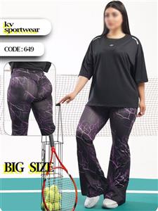 ست تیشرت شلوار دمپا بوت کات سایز بزرگ ورزشی زنانه NIKE کد 003