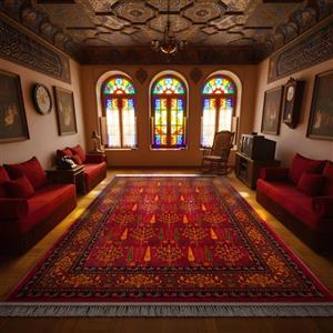 فرش ماشینی ۷۰۰ شانه تراکم ۲۱۰۰ طرح بلوچ مهتا لاکی