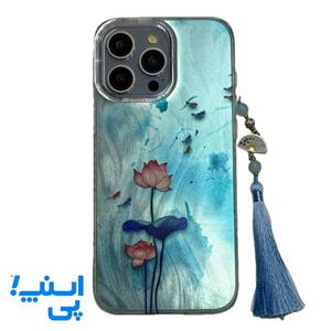 قاب آیفون طرح نیلوفر آبی همراه آویز