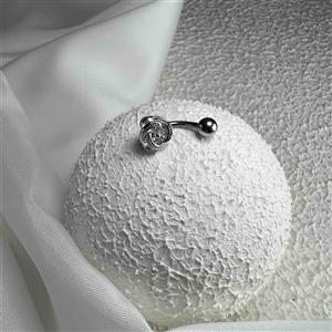 پیرسینگ ناف استیل مدل گل رز ( سه نگین) کد ۵۰۷