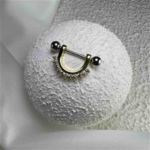 پیرسینگ نیپل (سینه) ۱۱ نگین طلایی  کد ۲۰۵