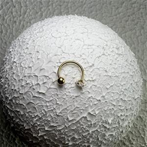 پیرسینگ نعلی یک سر نگین طلایی سایز 10 میلی متر کد 918