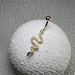 پیرسینگ ناف طرح مار جواهری طلایی کد 527