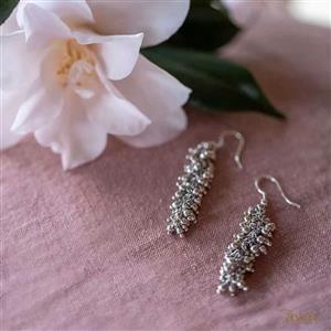 گوشواره خوشه انگور برنج ابکاری نقره ای