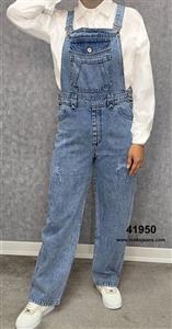 بیلرسوت جین زنانه شلوار سرهمی نیم بگ آبی 41950