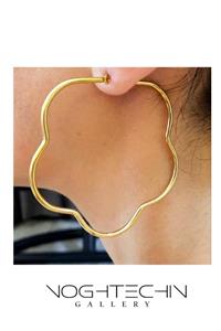 گوشواره زنانه برند وای اس ایکس مدل حلقه ای گل طرح طلا وارداتی