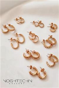 گوشواره زنانه برند وای اس ایکس مدل حلقه ای سایزبندی طرح طلا وارداتی