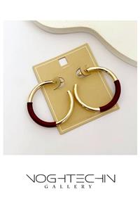 گوشواره زنانه برند استنلس استیل مدل حلقه ای پینترستی طرح طلا وارداتی