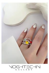 انگشتر زنانه جواهری برند زارا مدل کریستالی رنگی  وارداتی