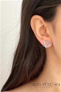 گوشواره زنانه برند وای اس ایکس مدل قلب کوچک نقره ای با کیفیت بالا