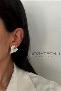 گوشواره زنانه برند فشن‌مدل قلب لوکس دفرمه نقره با کیفیت وارداتی 