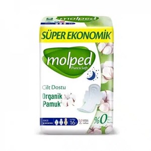 نوار بهداشتی مولپد Molped مدل Pure And Soft شبانه بسته 16 عددی