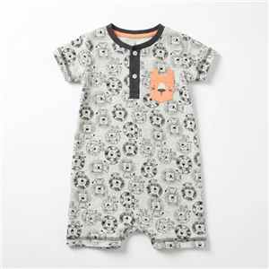 رامپر (سرهمی شلوارکی) نوزادی آستین‌کوتاه طرح حیوانات جنگل