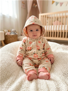 سرهمی نوزادی کلاه‌دار طرح گل (گرم و لطیف) برند Carters