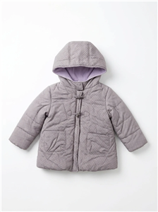 کاپشن زمستانی بچگانه کلاه‌دار طرح خال‌خالی (رنگ طوسی-یاسی)