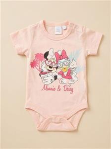 بادی نوزادی آستین کوتاه دیزنی طرح مینی و دیزی – رنگ هلویی (Disney Baby)