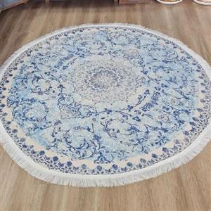 فرش ماشینی چاپی | فرشینه مخمل گرد رنگ آبی کد C23 (پس کرایه)