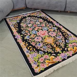 فرش ماشینی چاپی | فرشینه هازان ترک طرح ابریشمی گلدان کد A007 (پس کرایه)