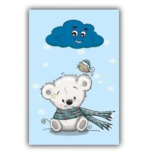 فرش ماشینی چاپی | فرشینه کودک هازان ترک طرح خرس برفی کد C162(پس کرایه)