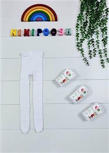 جوراب شلواری بچگانه سفید گندمی ضخیم مارک پنتی