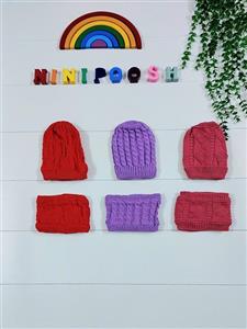 ست دو تیکه کلاه داخل خز، شال رینگی داخل خز