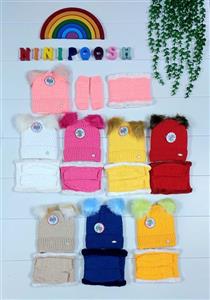 ست سه تیکه کلاه داخل خز، شال رینگی داخل خز، دستکش فینگردار