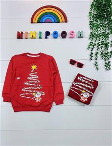 بلوز تک یلدایی طرح بابانوئل و درخت کریسمس