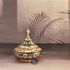 قندان سفینه ای بزرگ مس و تراش کاظمی