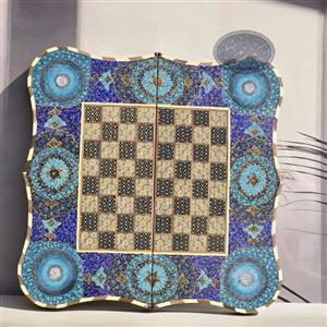 تخته نرد و شطرنج دالبر اسلیمی طرح فیروزه ای 50 کاظمی