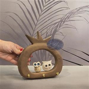 جا کلیدی چوبی جغد جفتی کوچک کاظمی