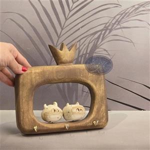 جا کلیدی چوبی دیو جفتی کوچک کاظمی