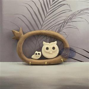 جا کلیدی چوبی جغد جفتی بزرگ کاظمی