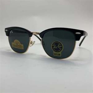 عینک ریبن rayban کلاب مستر شیشه سنگ مشکی طلایی RB 3016 با پک کامل اورجینال ریبن (جعبه،کیف،دستمال نانو،شناسنامه،کاتالوگ)