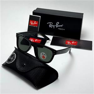 عینک آفتابی ریبن ویفرر ریورس پلاریزه سبز فریم مشکی براق به همراه پک کامل ریبن Rayban WAYFARER REVERSE RB  0502S