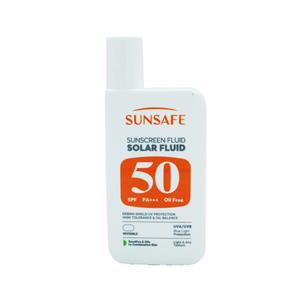سان سیف ضد آفتاب فلوئید مناسب پوست های حساس چرب و مستعد به آکنه SPF50 بدون رنگ 55 گرمی SOLAR FLUID