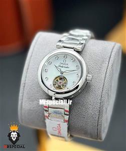 ساعت مچی زنانه امگا لیدی ماتیک رزگلد بند چرم مشکی Omega LadyMatic