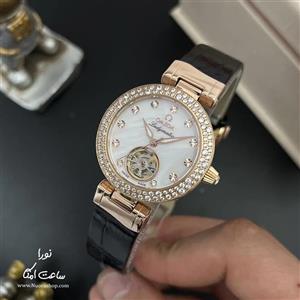 ساعت مچی زنانه امگا لیدی ماتیک بند چرم سفید Omega LadyMatic