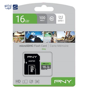 کارت حافظه MicroSDHC پی ان وای مدل Elite کلاس 10 استاندارد UHS-I سرعت 100MBps ظرفیت 16 گیگابایت