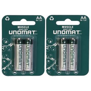 باتری قلمی یونومات مدل Muscle Heavy Duty بسته 4 عددی Unomat Muscle Heavy Duty AA battery pack of 2