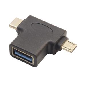 مبدل OTG دوکاره USB 3.0 با ورودی Type-C و Micro-USB