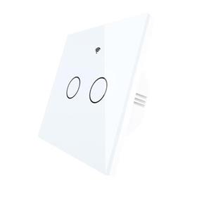 کلید دو پل هوشمند لمسی TUYA سفید با قابلیت کنترل از طریق WiFi و RF